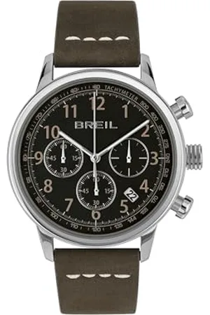 Breil Outrider Armbanduhr für Herren in der Farbe Schwarz mit Armband aus Leder, Wasserdichtigkeit: 5 bar, Gehäusedurchmesser: 41 mm, TW2060