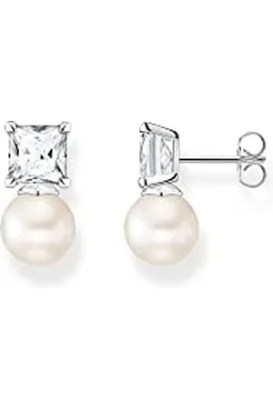 Thomas Sabo Damen Ohrstecker in der Farbe Silber aus 925 Sterlingsilber mit Süßwasserperle und Zirkonia, Größe: 17x8mm, H2248-167-14