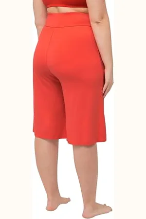 Ulla Popken Damen Bermuda, weites, gerades Bein, Elastikbund 818539 Hose, , 50W x 32L