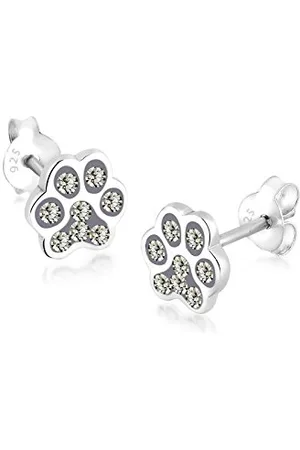 Elli Ohrringe Damen Ohrstecker Tierpfote Motiv mit Kristallen in 925 Sterling Silber