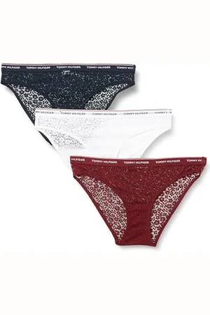 Tommy Hilfiger Damen 3er Pack Slips Bikini Form Spitze, Mehrfarbig (Desert Sky/Deep Rouge/White), XL