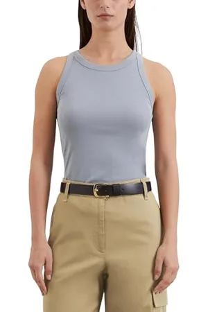 Marc O’ Polo Marc OߴPolo Damen Tanktop aus Bio-Baumwolle mit Rundhalsausschnitt, Blau (Nordic Sea), M