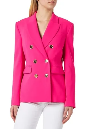 Pinko Damen Granat Crêpe Stretch Jacke mit Metallknopf Blazer, N17_pink, 46