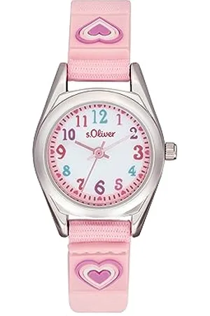 QS by s.Oliver Armbanduhr Mädchen Kinder Quarzuhr Analog, mit Nylon Armband, Silber, 3 bar Wasserdicht, Kommt in Uhren Geschenk Box, 2036765