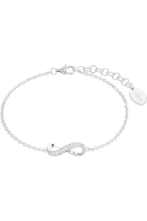 QS by s.Oliver Armband für Damen mit Infinity Anhänger, Zirkonia / 925 Sterling , Rhodiniert, Länge: 17-19 cm