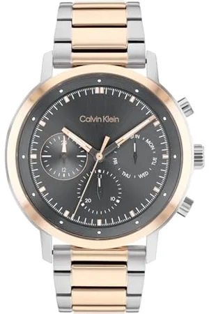 Calvin Klein Multi Zifferblatt Quarz Uhr für Herren Kollektion Gauge mit Zweifarbiges Edelstahlarmband - 25200064