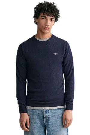 GANT Herren Superfine Lambswool C-Neck Pullover, Dark Navy Melange, S