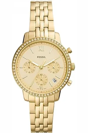 Fossil Damenuhr Neutra, Chronographenwerk, 36mm GoldEdelstahlgehäuse mit Edelstahlarmband, ES5219