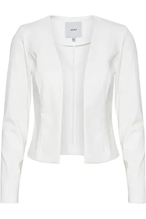 Ichi IHKATE SHORT BL Damen Blazer Kurzblazer Jacke Kurzblazer mit Stretch, Größe:L, Farbe:Cloud Dancer (114201)