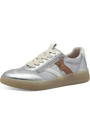 Jana Damen Sneaker flach Sportlich Vegan, (Silver), 41 EU