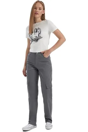 DeFacto Bootcut Jeans Damen Bootcut High Waist Jeans Damen Stretch Schlaghose Wide Leg Jeans Damen Jeans Bootcut Weite Hose Damen Flared Jeans Hose Damen Jeanshose Stretch Straight Fit Cargo