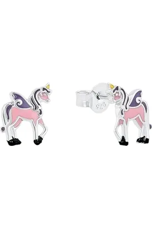 Prinzessin Lillifee Ohrstecker 925 Sterling Silber Mädchen Kinder Ohrschmuck, 0,9 cm, Lila, Einhorn, Kommt in Schmuck Geschenk Box, 2013151