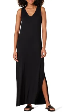 Amazon Damen Tank-Maxikleid aus Jersey mit V-Ausschnitt, , XL