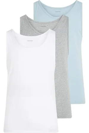 Calvin Klein Herren 3er Pack Tank Tops mit Rundhalsausschnitt, Mehrfarbig (White, Grey Heather, Sterling Blue), XS