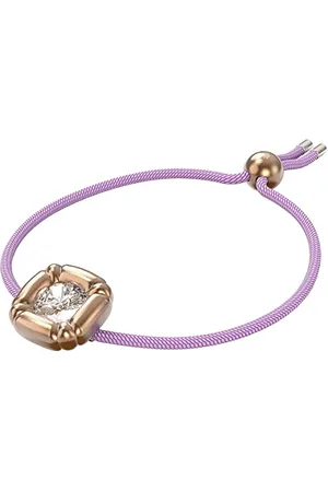 Swarovski Dulcis Armband, Violettes Kordel-Armband mit Rosé Vergoldetem Anhänger und Kristall