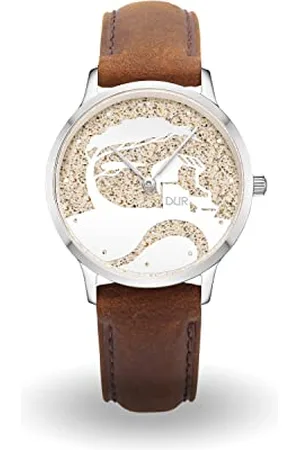 DUR Uhr 36er Küste Strandsand, Lederband braun