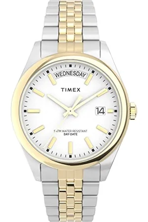 Timex Trend Damen-Armbanduhr, 36 mm, zweifarbiges Edelstahlarmband, weißes Zifferblatt, zweifarbiges Gehäuse TW2V68500