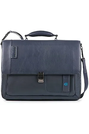 Piquadro P16 Aktentasche mit Klappe und Erweiterung, aus Leder und Stoff