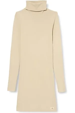 Calvin Klein Jeans Damen WOVEN LABEL TIGHT SWEATER DRESS J20J224150, Grey (Pelican), L