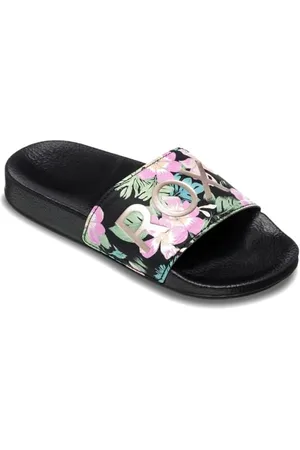 Roxy Slippy Ii Sandale, Black/PINK Stencil, 33 EU