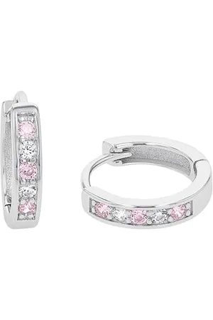 Amor Creolen 925 Sterling Silber Mädchen Kinder Ohrschmuck, mit Zirkonia synth., 1,2 cm, Silber, Kommt in Schmuck Geschenk Box, 9257041
