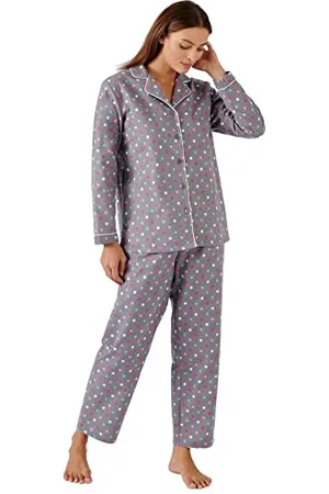 Damart Damen Pyjama aus Baumwollflanell, Bedruckt Pyjamaset, , 38