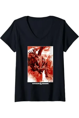Dungeons & Dragons Damen Dragon Rider Fire Blast T-Shirt mit V-Ausschnitt