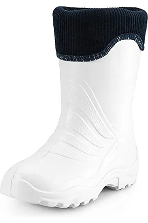 Ladeheid Kinder Mädchen Jungen federleichte Eva Thermo Gummistiefel gefüttert LA-861 (Weiß/Blau, 28/29 EU)