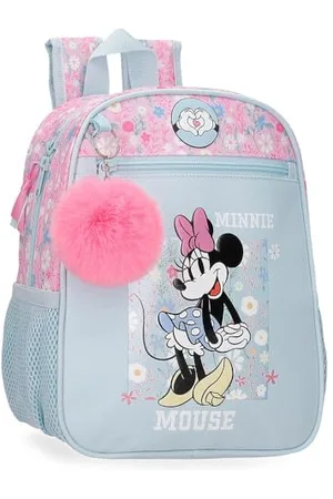 Disney Minnie Happy Kinderrucksack, Schulrucksack, aus Polyester, Seitentaschen, verstellbare breite Träger, Tragegriff oben zum Aufhängen, Magic Fix-System.