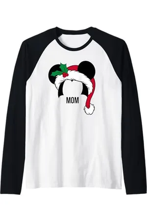 Disney Santa Hat Mickey Holiday Family Matching Mom Raglan