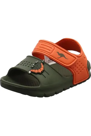KangaROOS Jungen Unisex Kinder KangaSwim II Sandale, Military Green/Flame, 23 EU