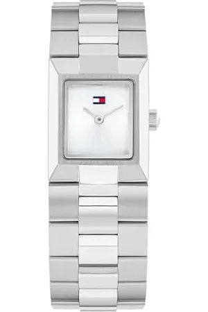 Tommy Hilfiger Damen-Quarzuhr mit Rechteckigem Gehäuse und Edelstahlarmband