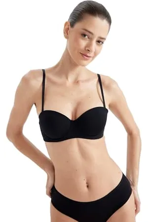 DeFacto Bralette Spitze für Damen - Damen BH Weich und Atmungsaktiv Bra Black,75/B