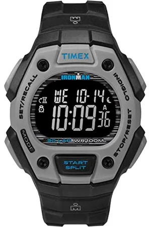 Timex Herren Ironman Classic 30-38mm Uhr - Schwarzes & Graues Gehäuse mit Negativem Display und Schwarzem Harzarmband TW2U30200