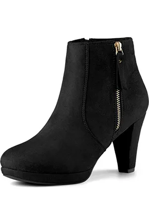 Allegra K Damen-Stiefeletten mit seitlichem Reißverschluss und niedrigem Plateau und klobigem Absatz 36