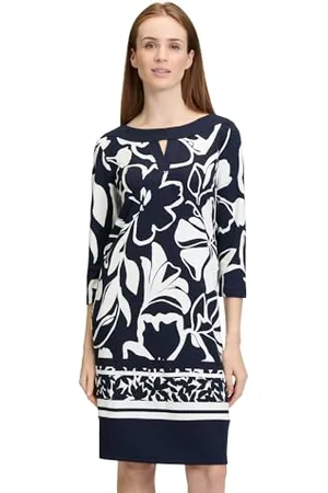 Betty Barclay Damen Shirtkleid mit 3/4 Arm Dunkelblau/Weiß,42