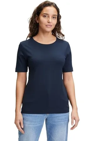Betty & Co Damen Basic Shirt mit Rundhalsausschnitt Dunkelblau,M