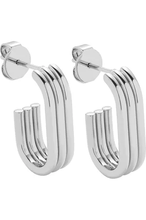 Leonardo Ohrstecker Elisabeth • 1 Paar Steck-Creolen aus silberfarbenem Edelstahl • klare Rillen-Form im Dreiviertel-Langovals • Schmuck Geschenk für Frauen • 024890