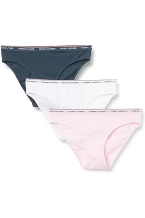 Tommy Hilfiger Damen 3er Pack Slips Bikini Form mit Logobund, Mehrfarbig (Mil Denim/Pearly Pink/White), XS