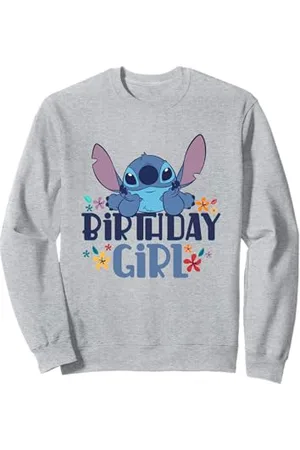Disney Lilo & Stitch Birthday Girl Happy Stitch Floral Logo Sweatshirt