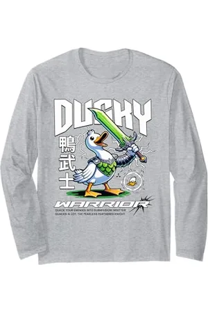 Mugambo Streetwear Fashion Design for Gift Ideas Ducky Warrior Duck Hero | Lustige Fantasy Bird Kinder Geschenkideen Langarmshirt