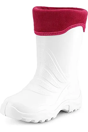 Ladeheid Kinder Mädchen Jungen federleichte Eva Thermo Gummistiefel gefüttert LA-861 (Weiß/Rosa, 30/31 EU)