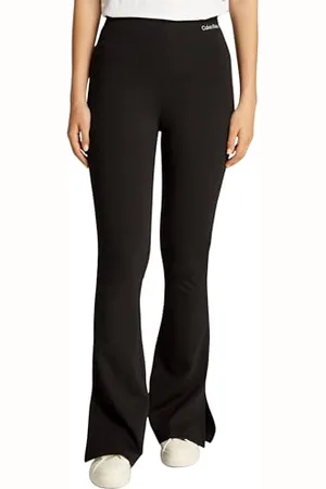 Calvin Klein Damen Leggings Milano Elastic ausgestelltes Bein, Schwarz , XS