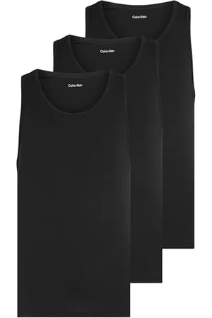 Calvin Klein Herren 3er Pack Tank Tops mit Rundhalsausschnitt, Schwarz (Black, Black, Black), XL