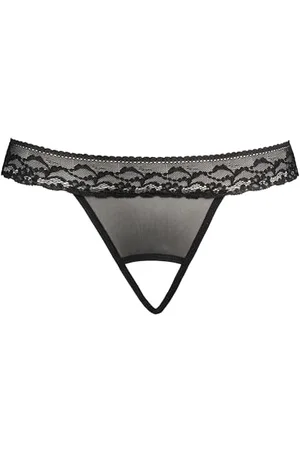 Teyli Damen Ouvert Tanga mit Loch im Schritt - Damen Tanga mit Loch - Höschen mit Offenem Schritt - Slips im Schritt Offen - Unterwäsche Frauen mit Öffnung L/XL