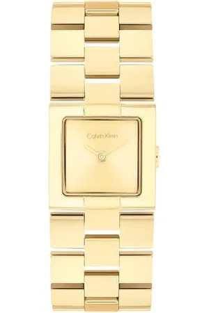Calvin Klein Zwei-Zeiger-Quarzwerk-Uhr für Damen Kollektion CK Meridian mit Rechteckigem Gehäuse und Edelstahlarmband