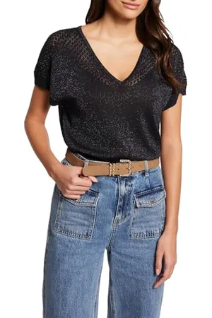 Morgan Kurzarm-Pullover mit V-Kragen M