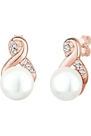 Elli Ohrringe Damen Ohrstecker Infinity Elegant mit Süßwasserzuchtperle und Kristallen in 925 Sterling Silber