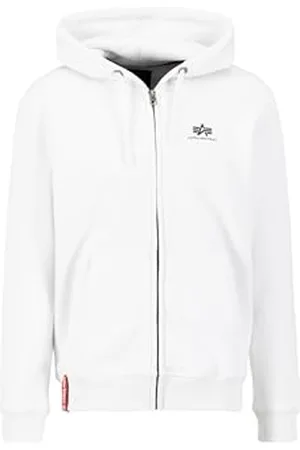 Alpha Industries Herren Basic Zip SL Hoodie Kapuzenpullover, White, M
