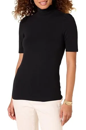 Amazon Damen Rollkragenshirt Mit Drapierten Puffärmeln Aus Baumwollmodal, , XL